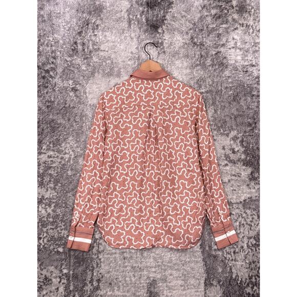 New REISS Blouse US 6 Womens Camilla Pink Scarf Print Oversize Button Down - Picture 3 of 8